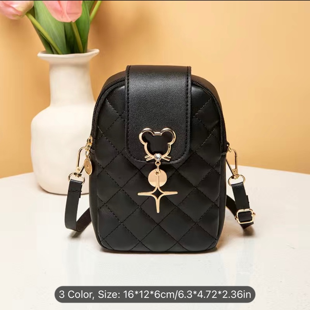 Girls mini mouse quilted shoulder‎ bag black